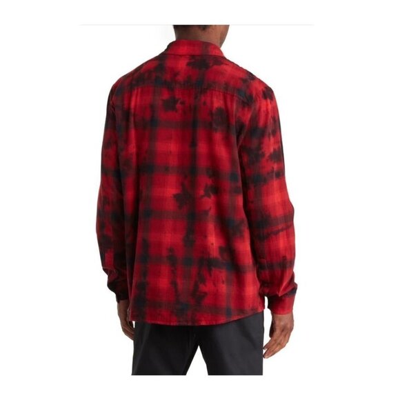 Oakley Logo Mens Red Black Cabin Plaid Flannel Collared Button Up Shirt Sz M New - Picture 2 of 11